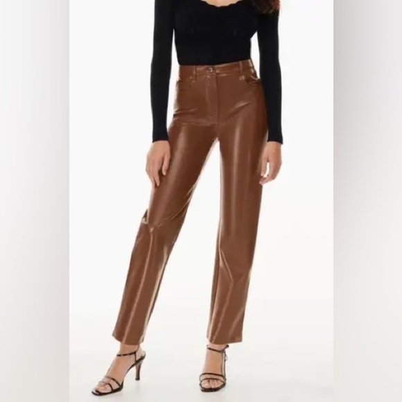 Wilfred Pants - Wilfred Melina Faux Leather Brown Pants